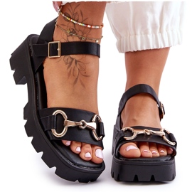Emori Sandali da donna in pelle con decorazioni in pelle Emori nero