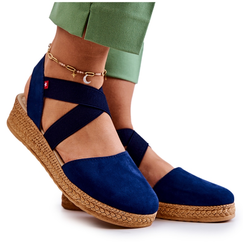 Espadrillas da donna in camoscio Big Star JJ276037 Blu Navy