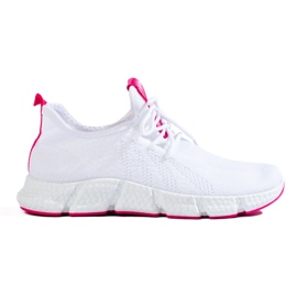 Sneakers Shelovet bianche con inserto fucsia bianca
