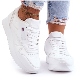 PM1 Scarpe sportive con plateau in pelle Merida bianca