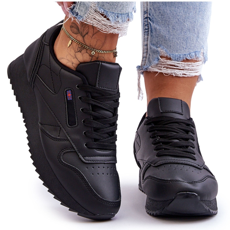 PM1 Merida Scarpe sportive in pelle con plateau e lacci neri nero