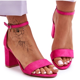 Sandali con tacco alto Madame in camoscio fucsia rosa