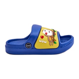 WJ1 Sandali Ciabatte Bimba Leggeri Con Motivo Animalier Blu-Giallo Rico