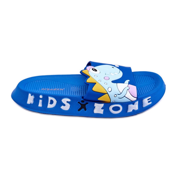 WJ1 Pantofole in gommapiuma per bambini Dinosaur Blue Dario