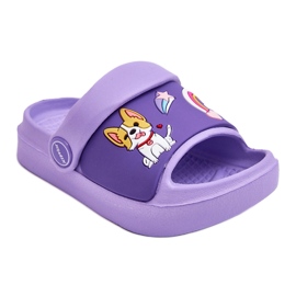 WJ1 Sandali Infradito Leggeri Per Bambini Con Motivo Cane Viola Rico