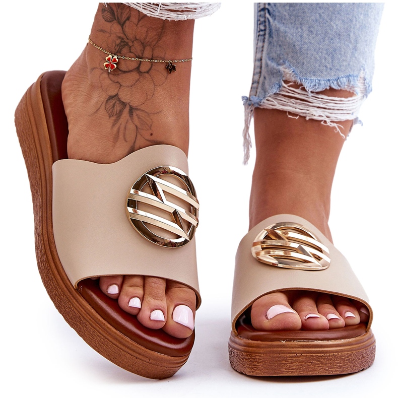Pantofole Donna Beige Secrets Con Decorazione