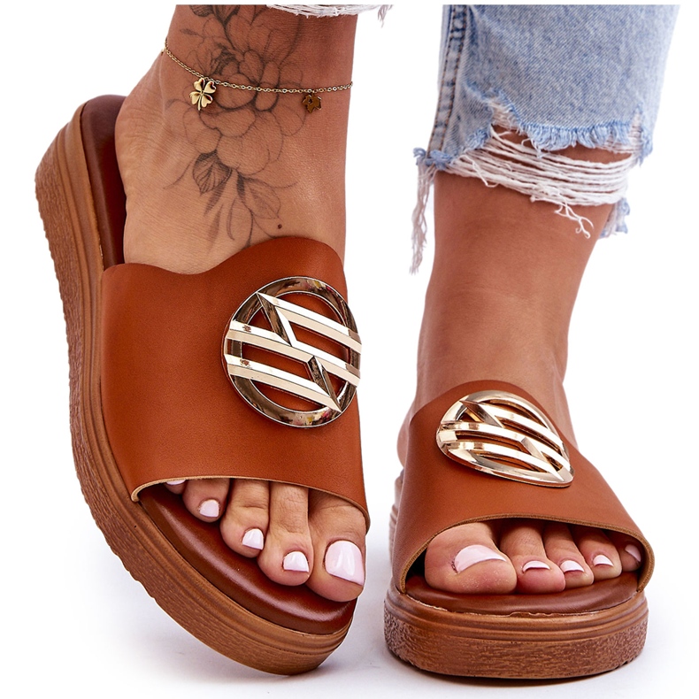 Pantofole impreziosite da donna Camel Secrets marrone