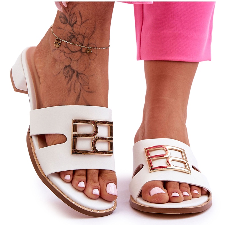 Pantofole Eleganti Da Donna Con Decoro Atlantis Bianco bianca