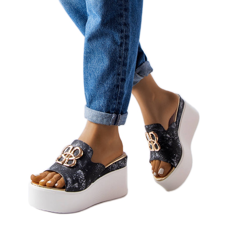 Sandali con zeppa Havanna neri nero