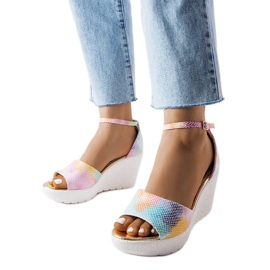Sandali con zeppa arcobaleno da donna di Allis multicolore