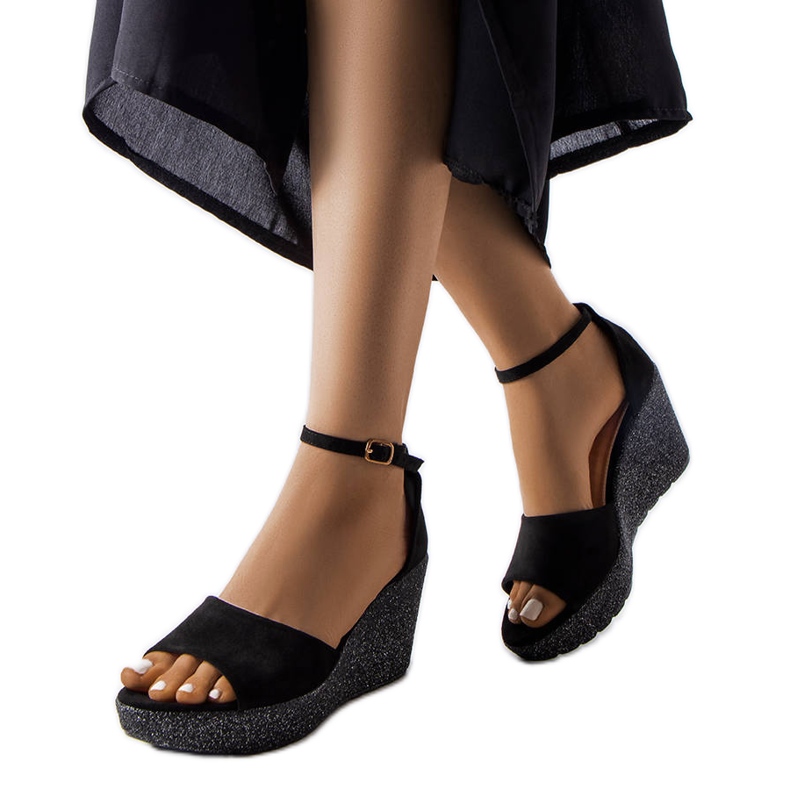 Sandali con zeppa neri di Allis nero