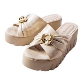 Pantofole con zeppa da donna Laura oro d'oro
