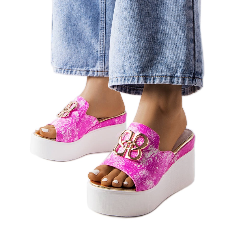 Sandali con zeppa rosa havanna