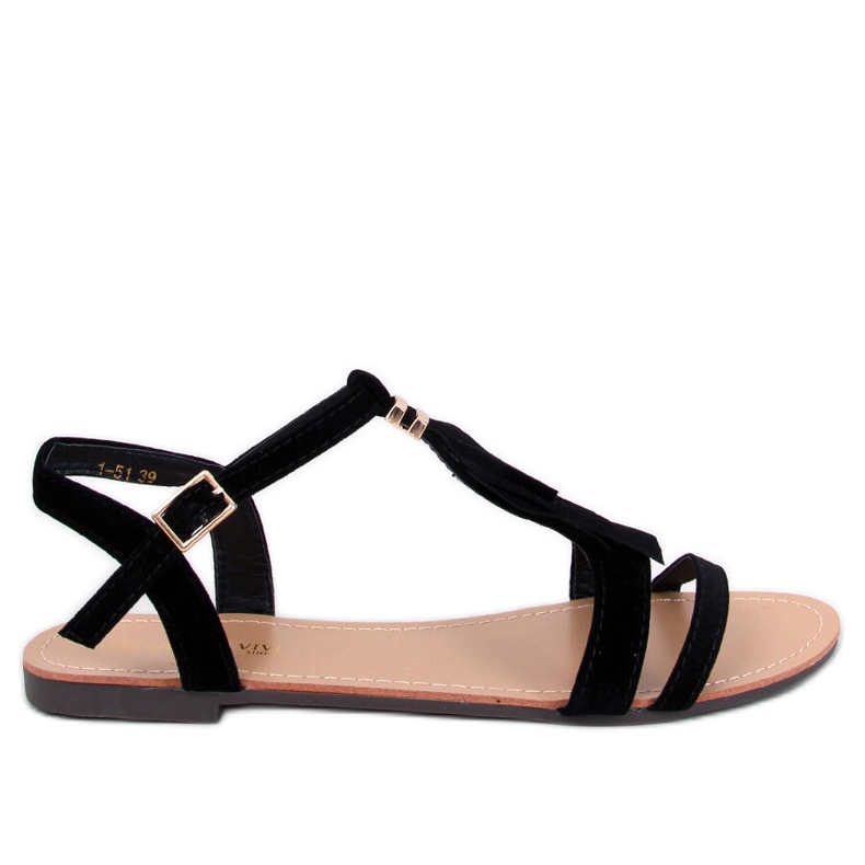 Corbin Sandali neri con frange nero