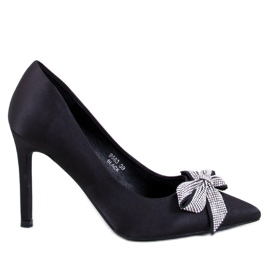 Spille in raso con fiocco di Trini Black nero