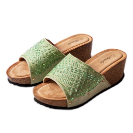 Sandali con zeppa con strass verdi di Guymon verde