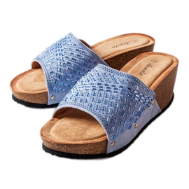 Inna Sandali Guymon con zeppa in strass blu