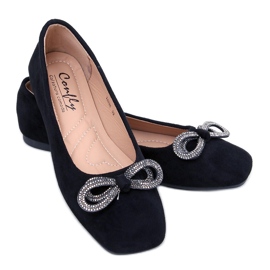 Ballerine Serna Nero in camoscio con fiocco