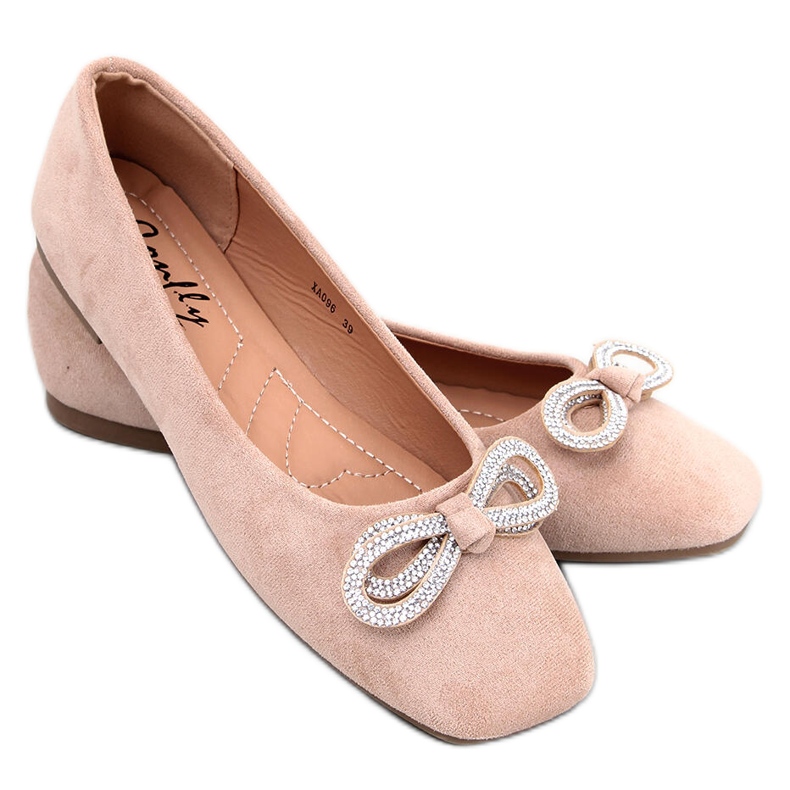Ballerine in camoscio con fiocco di Serna Kaki beige