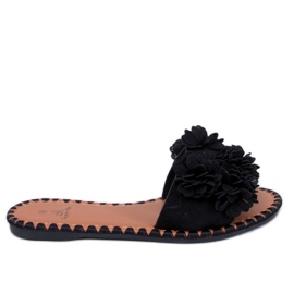Prima Pantofole a fiore nero