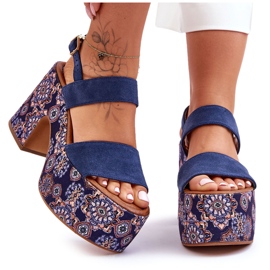 Sandali con tacco alto in pelle Maciejka 06089-17 Blu navy