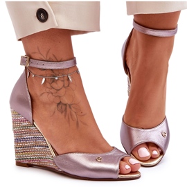 Sandali con Zeppa in Pelle Laura Messi 2603/783 Argento