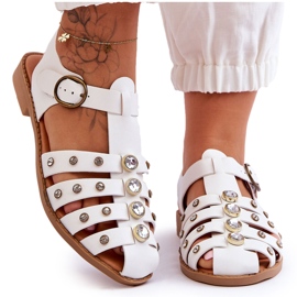 Sandalo Piatto Donna Con Zirconi Bianco Ascot bianca