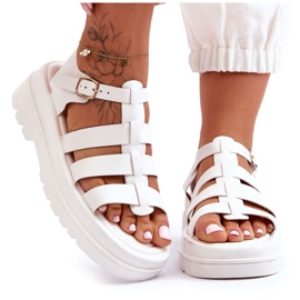 Sandali In Pelle Con Strisce Colet Bianche bianco