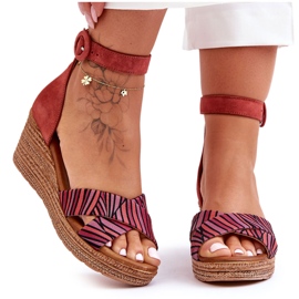 Sandali con zeppa in camoscio Maciejka 04565-44 Rosso