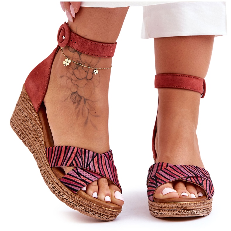 Sandali con zeppa in camoscio Maciejka 04565-44 Rosso