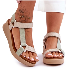 Sandali in Pelle Maciejka L5186-09 Verde-Beige