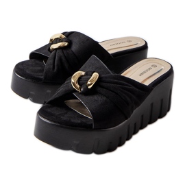 Goodin Pantofole con zeppa nere da donna Laura nero