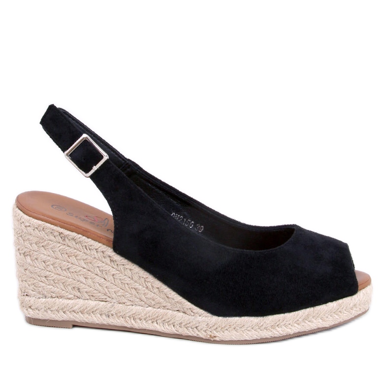 Espadrillas Nevil nere con zeppa e punta aperta nero