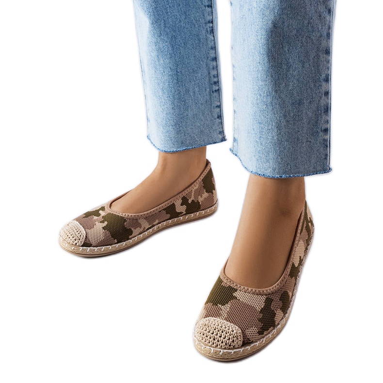 Espadrillas senza lacci verdi di Benedum beige