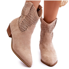 Stivali da cowboy traforati da donna Canne beige