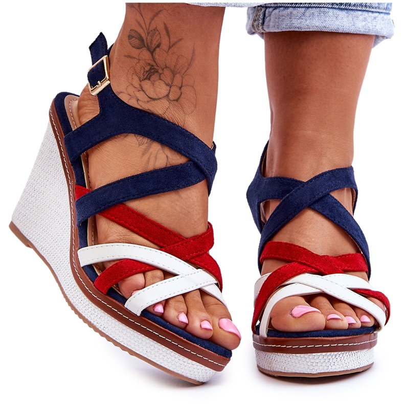 Seastar Sandali con zeppa e cinturini, colore blu navy multicolore