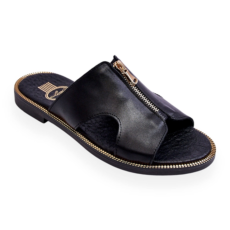 Lemar Pantofole da donna con cerniera decorativa Black Clarence nero