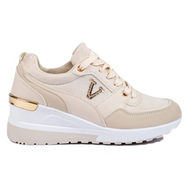Sneakers con zeppa da donna beige Shelovet