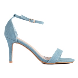 Sandali Shelovet in denim con tacco alto blu
