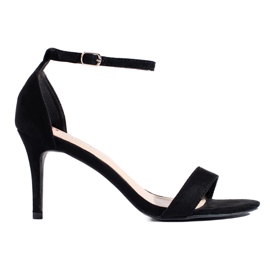 Sandali con tacco alto in camoscio nero di Shelovet
