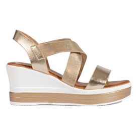 Sandali Shelovet con zeppa color oro d'oro