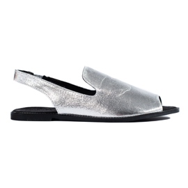 Sandalo open toe da donna in camoscio Shelovet color argento d'argento