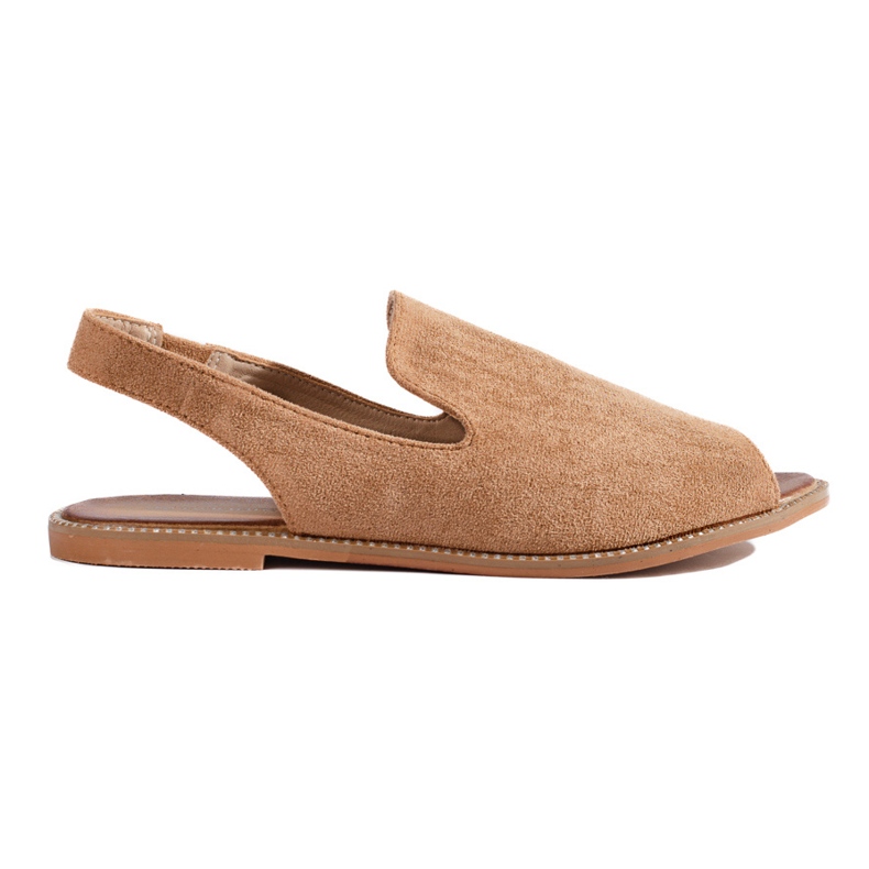 Sandalo open toe Shelovet in camoscio marrone da donna beige