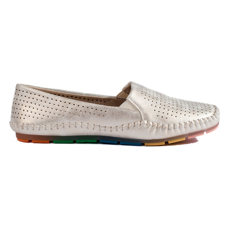 Mocassini slip-on donna traforati Shelovet oro d'oro