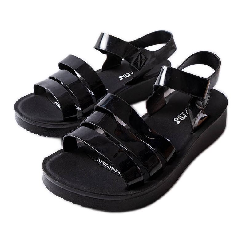 Sandali con zeppa laccati neri di Covillon nero