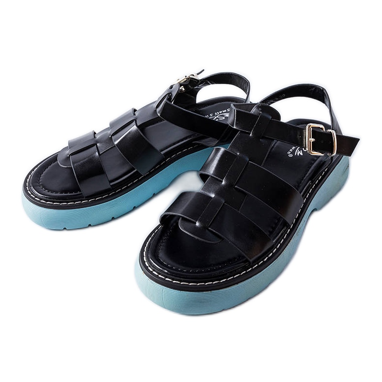 Sandali neri su plateau blu di Lola nero