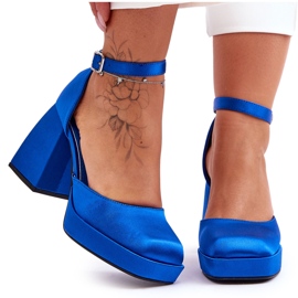 Pompe alla moda su tacchi massicci Sandia blu