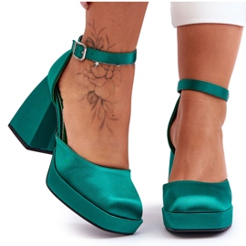 Pompe alla moda su tacchi massicci Sandia verde