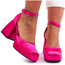 Décolleté alla moda su tacchi massicci Fucsia Sandia rosa