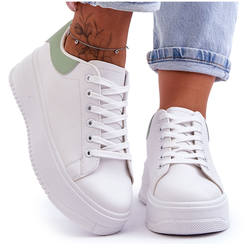 Scarpe Sportive Classiche da Donna White-Green Night Trip bianca